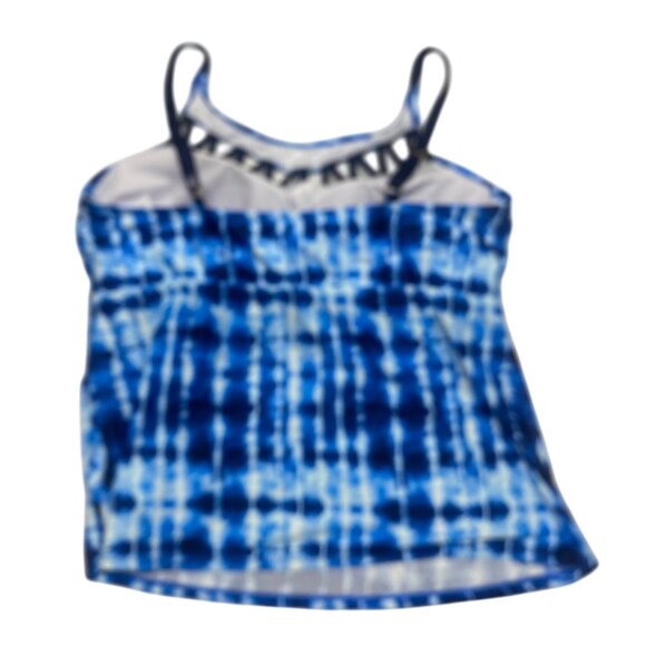 NWT $84 24th & Ocean Tankini Swim Top 18W Blue Tie Dye Plus Size‎ Swimwear $94 - Picture 2 of 13